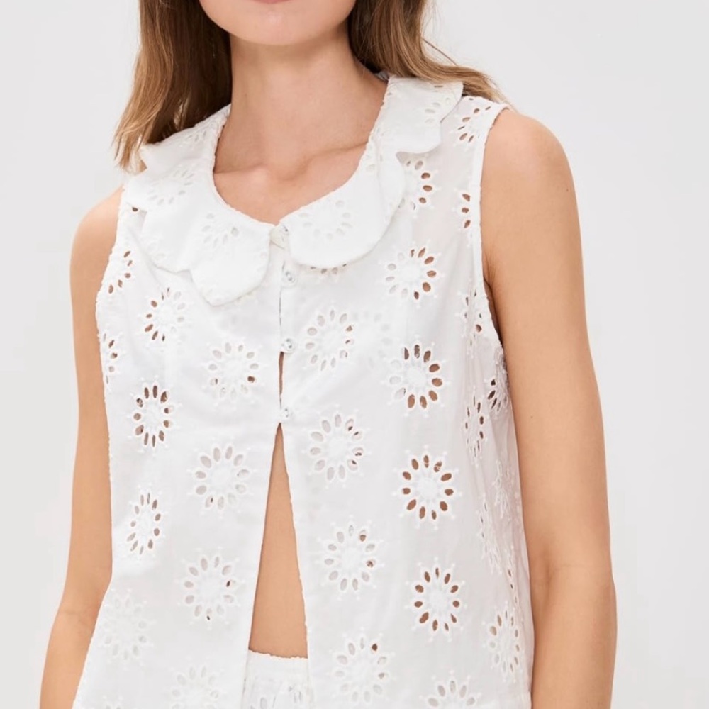 Vrg Girl White Eyelet Blouse